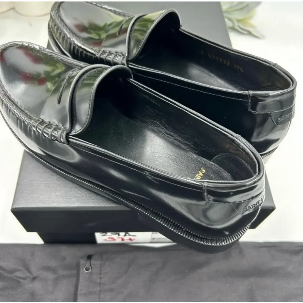 SOLD Women's Saint Laurent leather penny loafers size 37.5 made in Italy - Picture 9 of 13